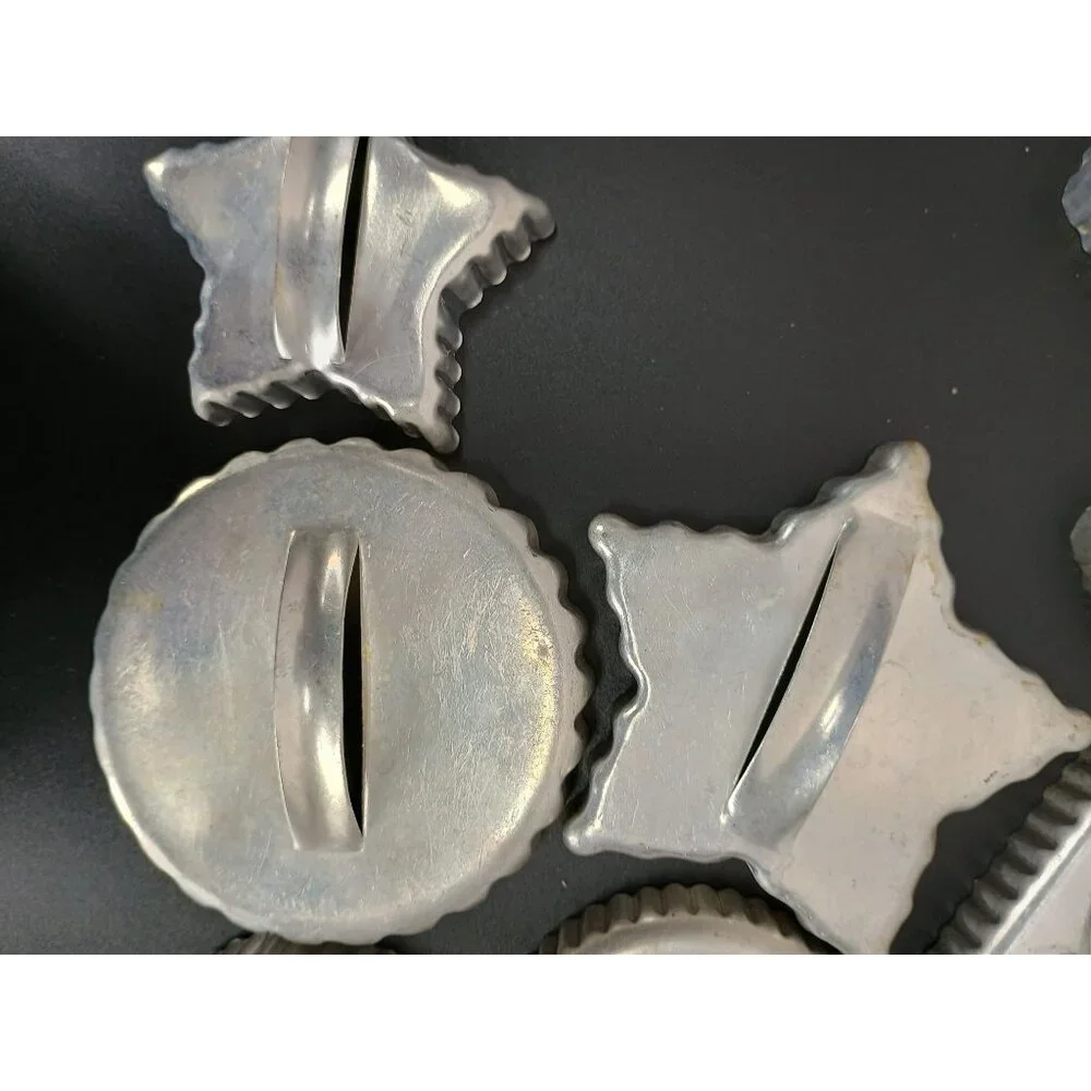 Vintage Aluminum Cookie Cutters Various Shapes Set‎ Of 12 Heart Star Tree Circle